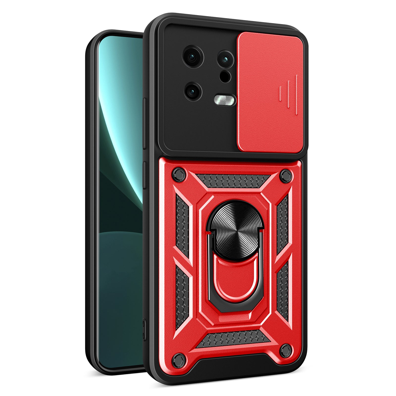 For Xiaomi 13 5G Ring Holder Kickstand PC TPU Hybrid Case Anti-drop Phone Cover with Slide Camera Protection For Xiaomi 13 5G Ring Holder Kickstand PC TPU Hybrid Case Anti-drop Phone Cover with Slide Camera Protection